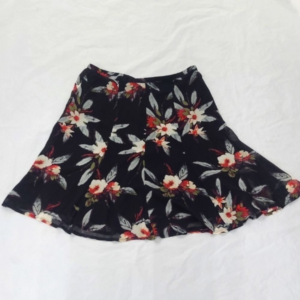 Bubble Skirt Mini Moody Floral Print Whimsigoth A Line Chiffon Lined Zipper EUC